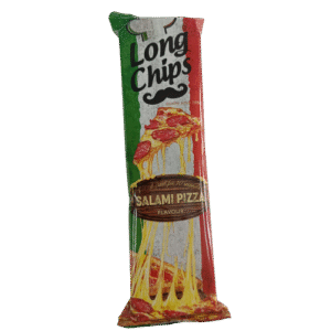 Long chips salami pizza